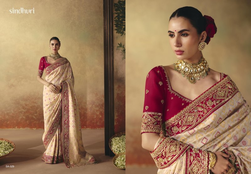 Suhag By Kimora Pure Khadi Georgette Fabric Designer Bandhej Saree